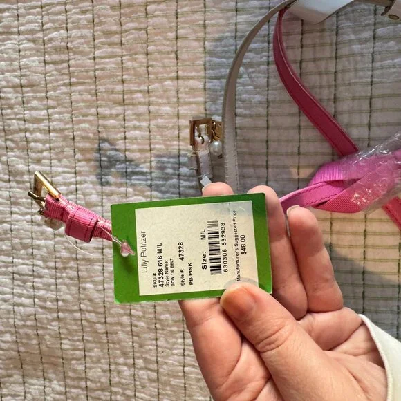 Pink and White Lilly Pulitzer Bow Belts - Picture 3 of 3